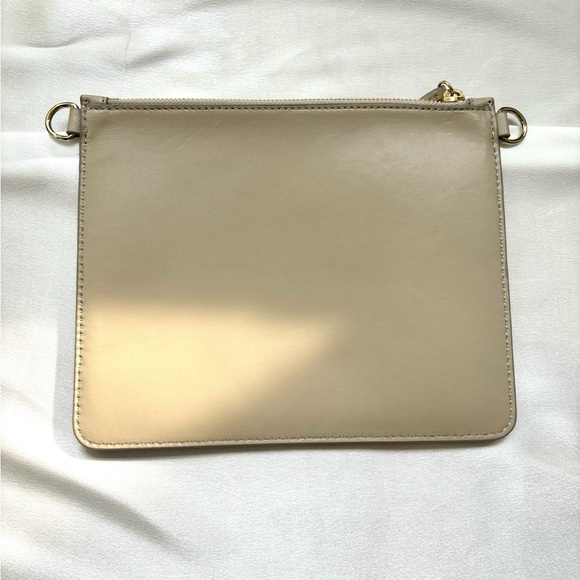 Theory Minimalist Transformer Pouch Handbag in Genuine Leather Light Grey - Picture 5 of 9